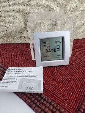 BROOKSTONE Upside Down Clock World Time/Timer/Temperature w/Instructions